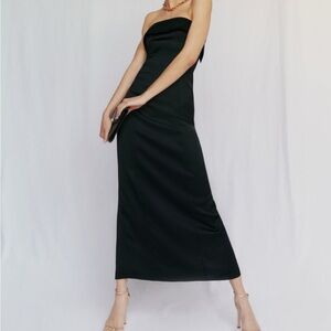 Reformation Johan Black Strapless Sheath Cocktail Dress